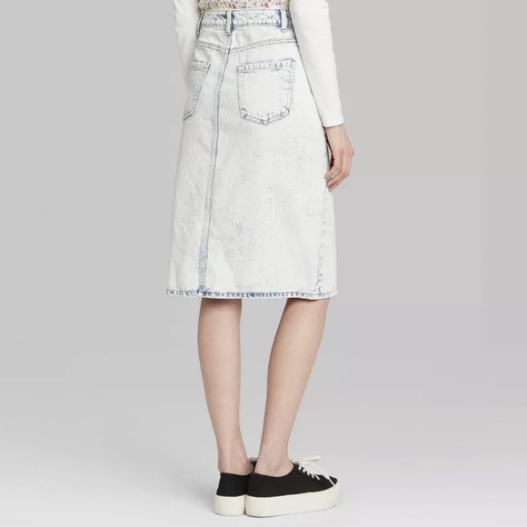 Wild Fable Light Blue Acid Wash Denim Skirt Knee Length Front Split Pockets NWOT - Picture 12 of 12